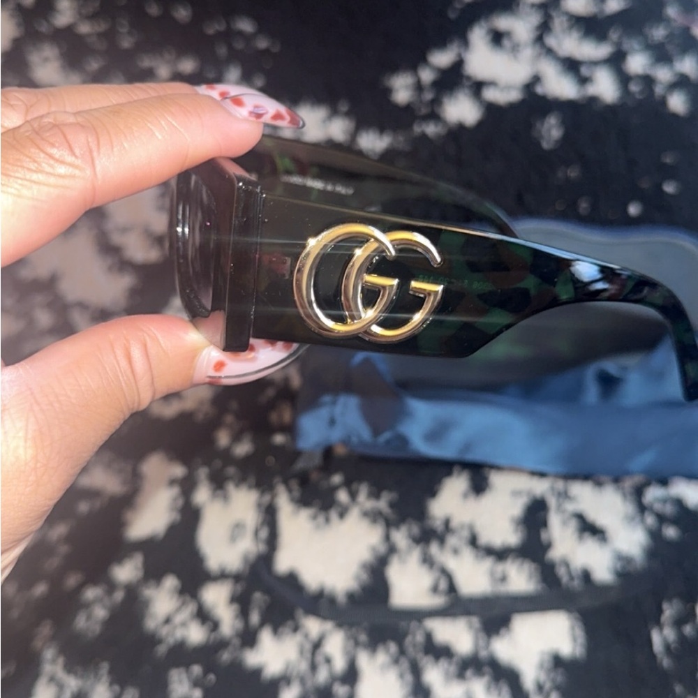 Gucci Dark Green Rectangular Sunglasses - image 2